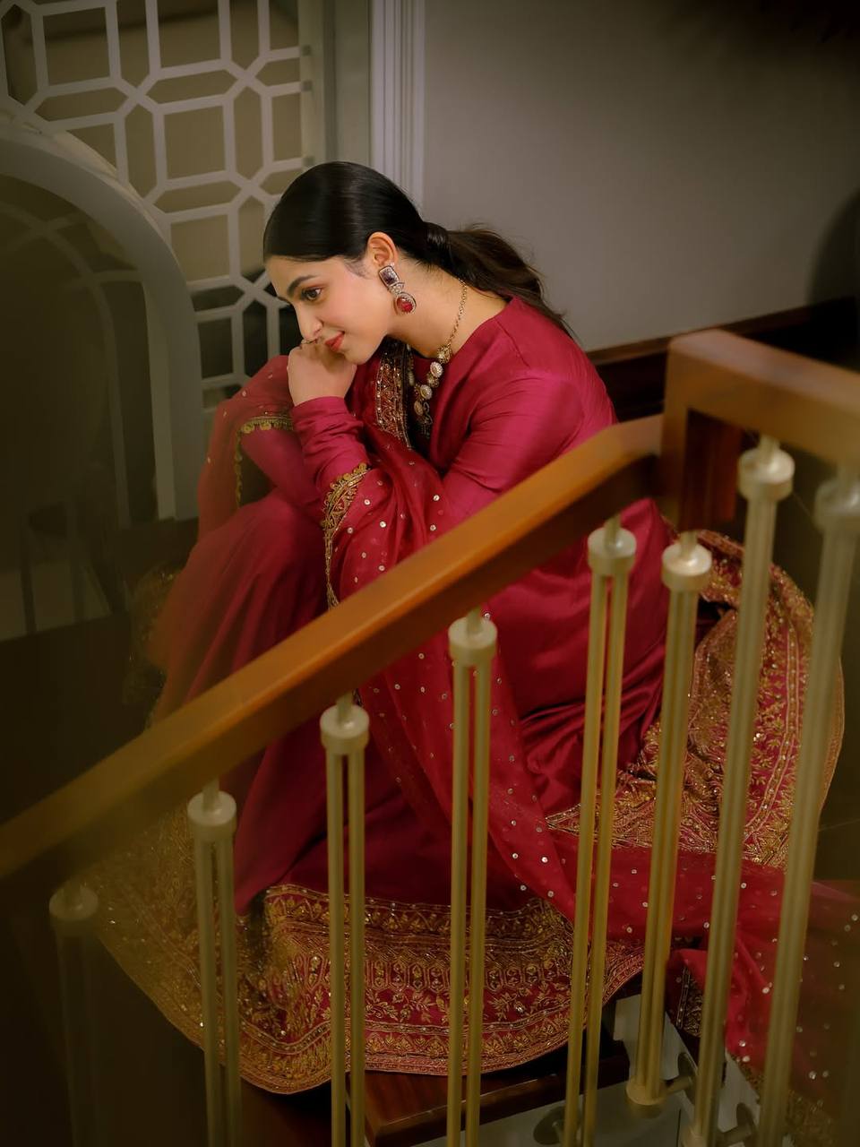 Rayon Sequins Embroidered Anarkali Suit Set [3 PCS]