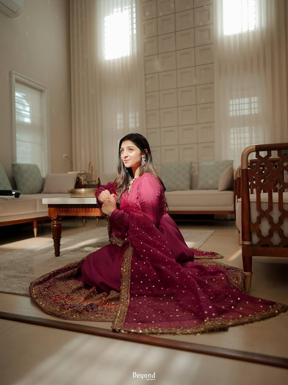 Rayon Sequins Embroidered Anarkali Suit Set [3 PCS]