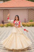 Navratri Gamathi Work Cotton Lehenga Choli Set with Koti [3 PCS]