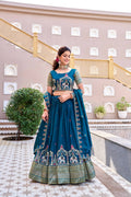 Teal Blue South Collection Lehenga Choli Set with Dupatta [3 PCS]