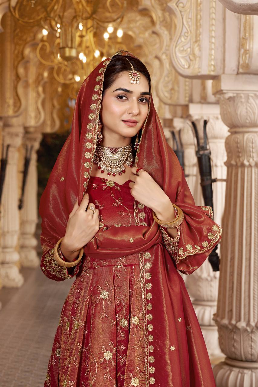 Samaira Rust Cosmos Anarkali Suit Set