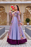 Lavender Satin Silk Wedding Lehenga Choli Set [2 PCS]
