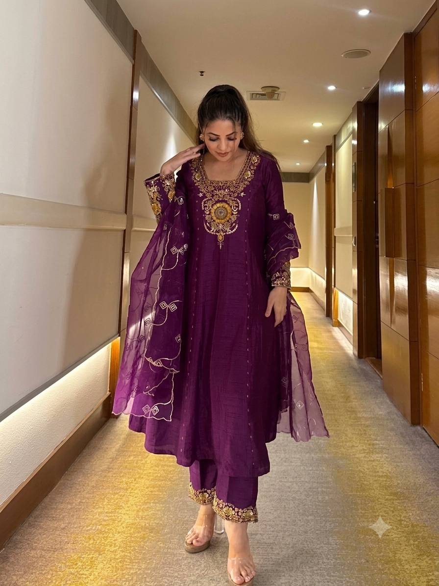 Ira Vichitra Silk Zari Anarkali Suit Set