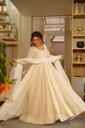 Off White Eid Special Embroidered Anarkali Suit Set [3 PCS]