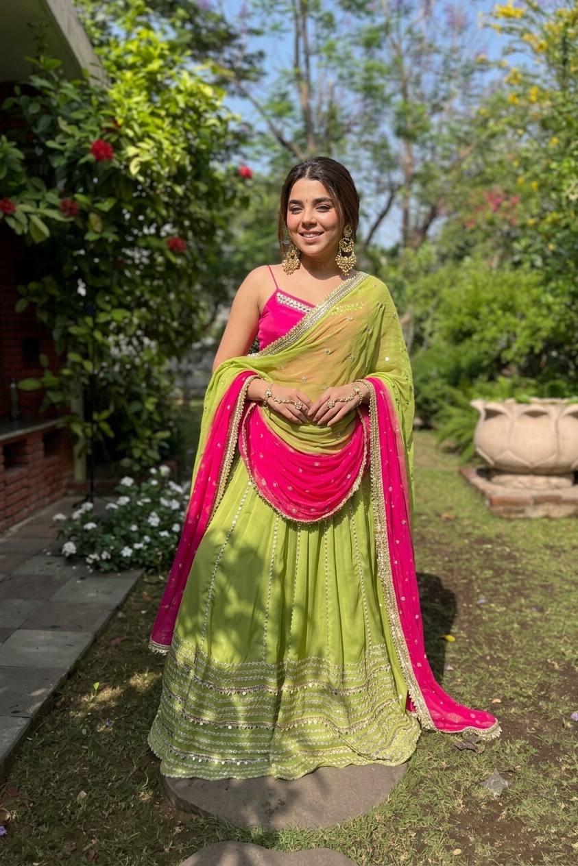 Veyra Rani Pink Luxe Sequins Crop Top Lehenga Set