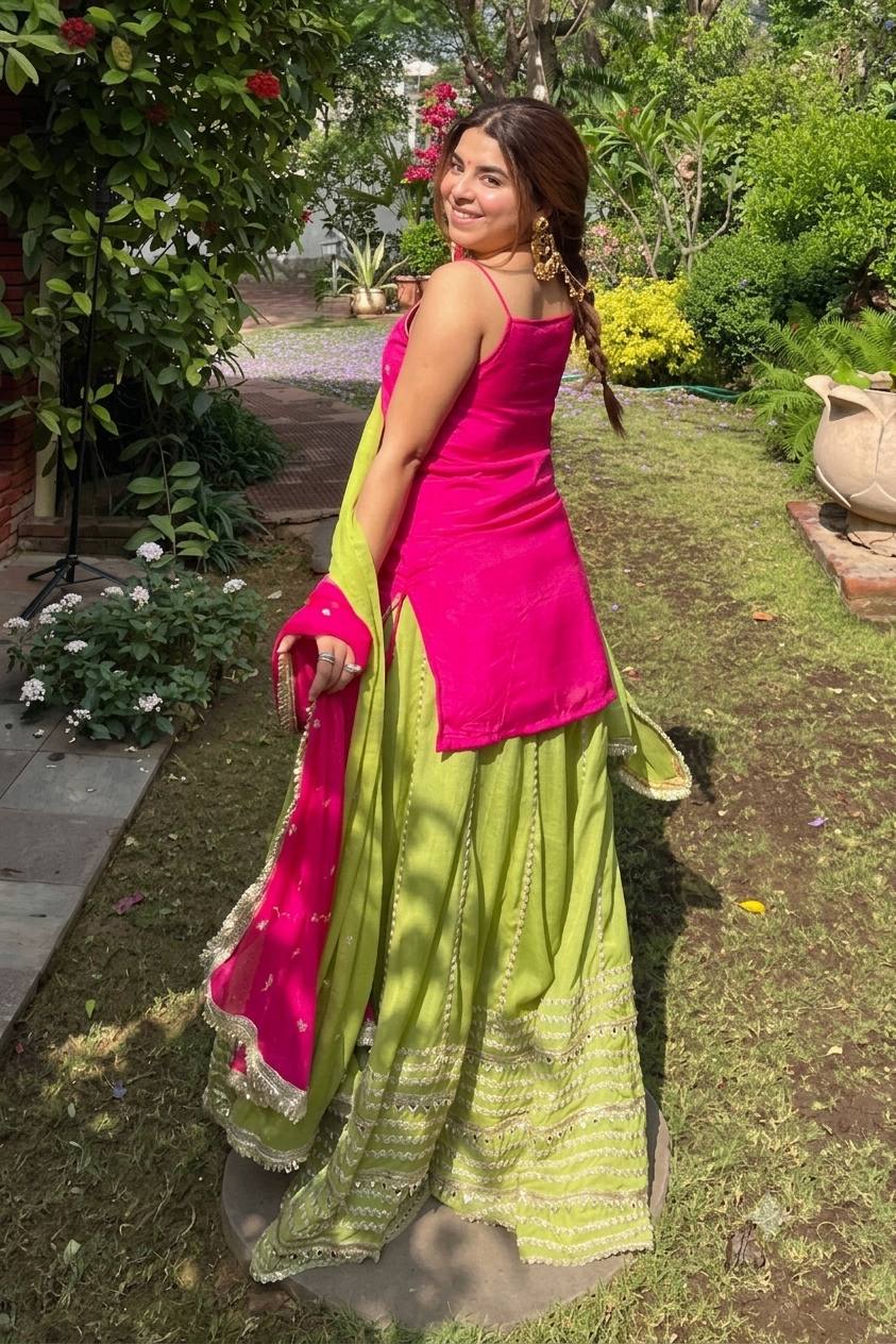 Veyra Rani Pink Luxe Sequins Crop Top Lehenga Set