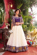 Purple Vichitra Embroidered Lehenga Choli Set with Koti [3 PCS]