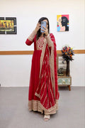 Aarika Red Sequins Designer Gown Set