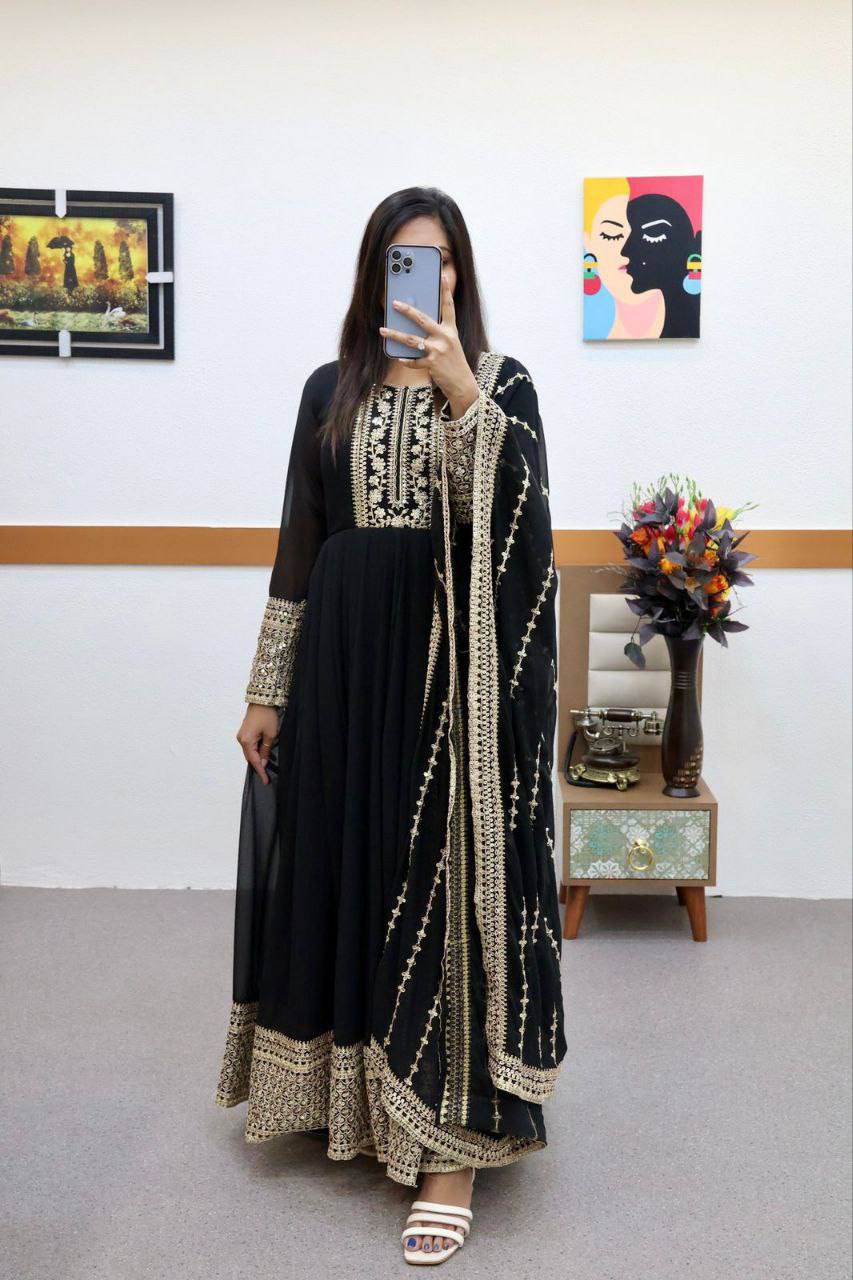 Noor Black Sequins Designer Gown Set