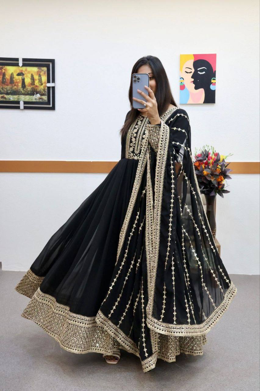 Noor Black Sequins Designer Gown Set