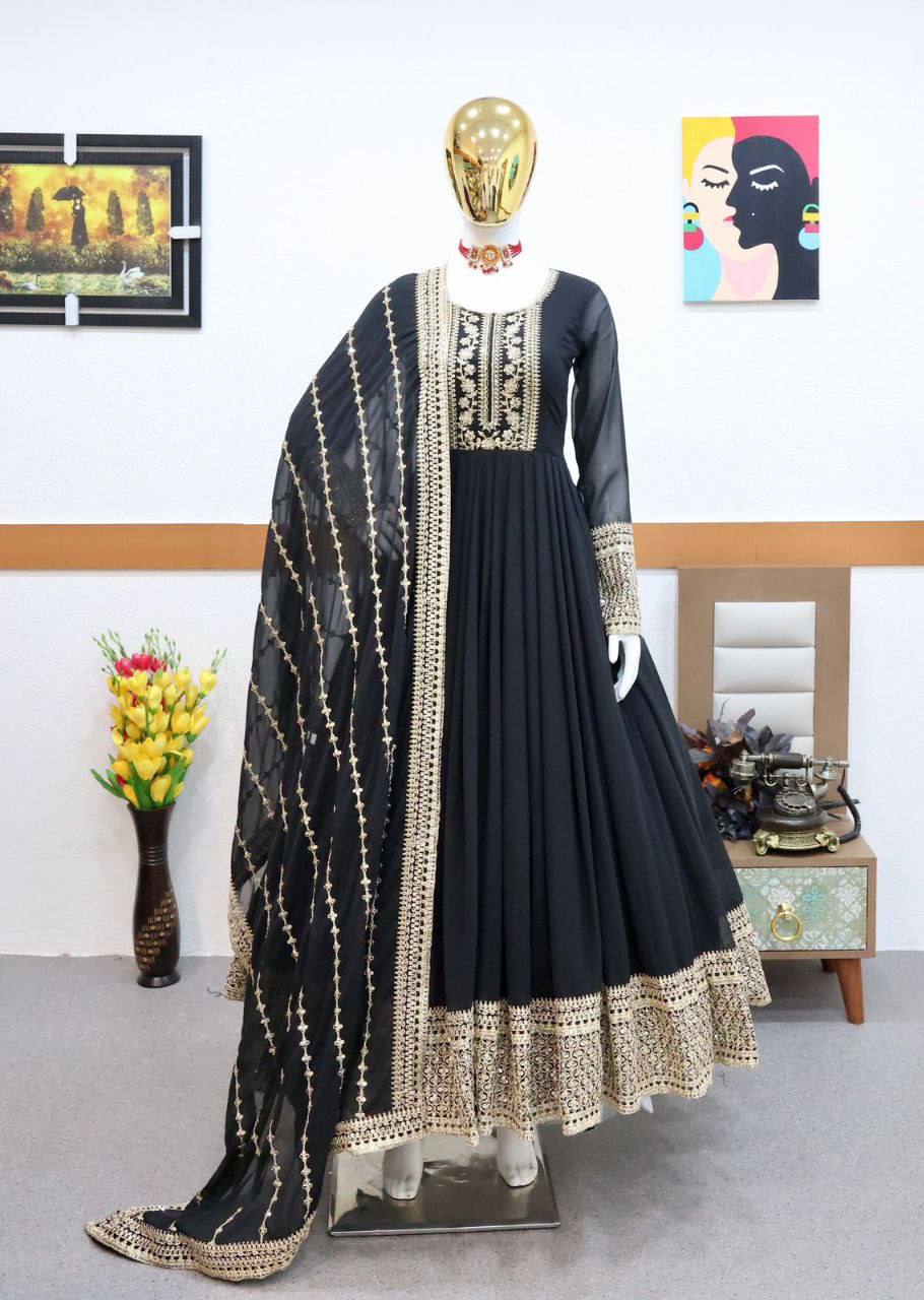 Noor Black Sequins Designer Gown Set
