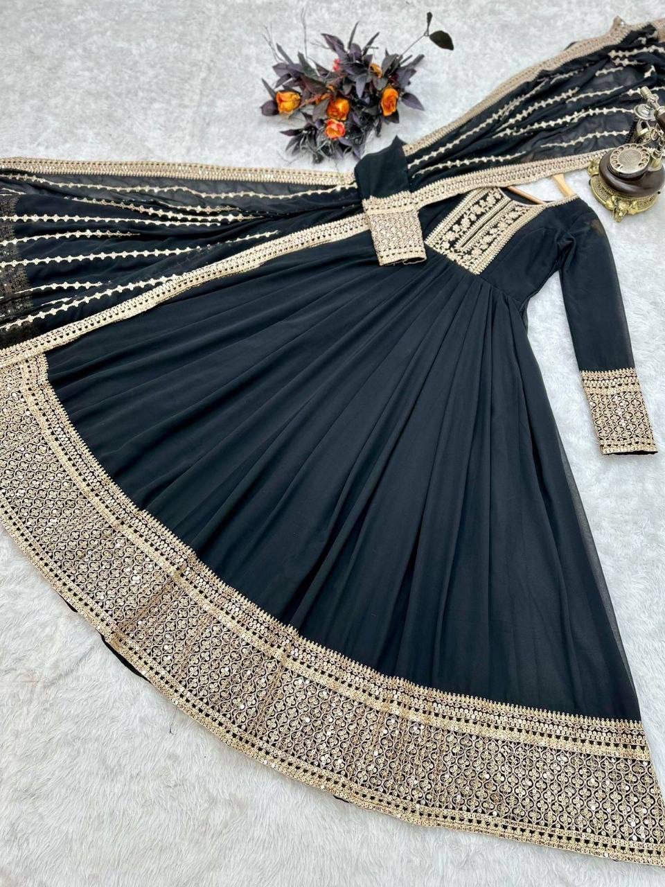 Noor Black Sequins Designer Gown Set