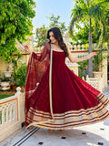 Zareen Maroon Embroidered Anarkali Suit Set