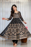 Zoya Black Zari Embroidery Anarkali Suit Set