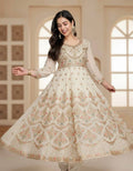 Aarohi Off White Zari Embroidery Anarkali Suit Set