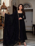Black Zari Embroidered Anarkali Suit Set [3 PCS]