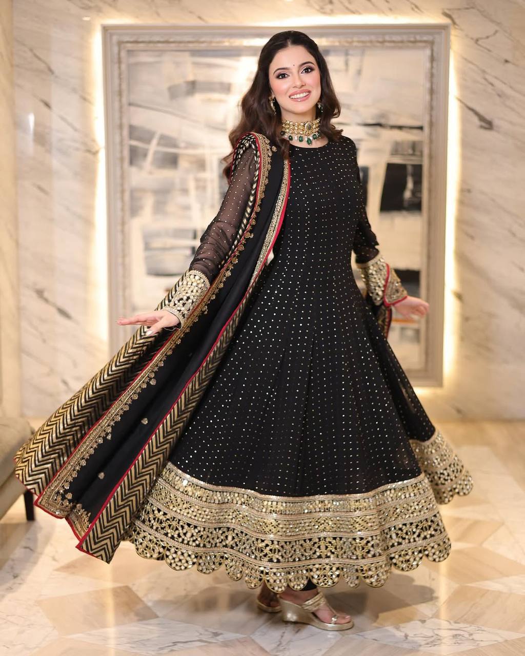Zara Black Anarkali Suit Set