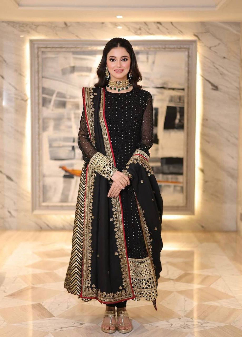 Zara Black Anarkali Suit Set