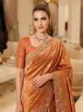 Rust Orange Pure Kanjivaram Silk Saree with Blouse