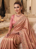 Rose Pink Pure Kanjivaram Silk Saree with Blouse