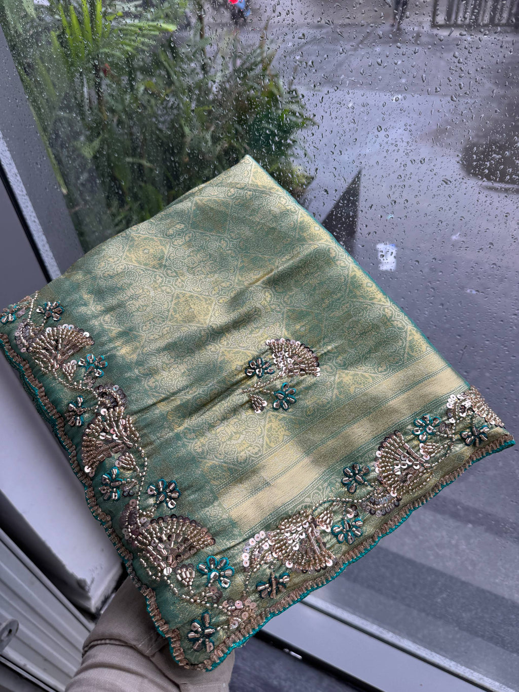 Teal Blue Pure Kanjivaram Silk Saree with Blouse