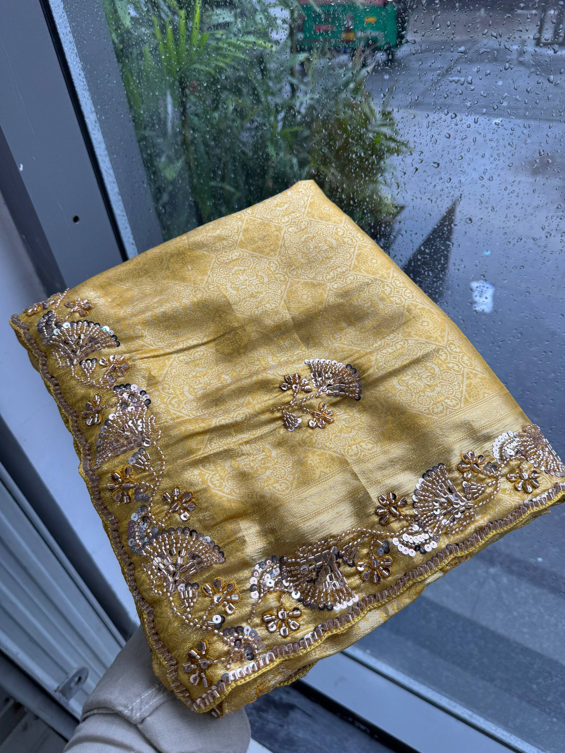 Golden Pure Kanjivaram Silk Saree with Blouse
