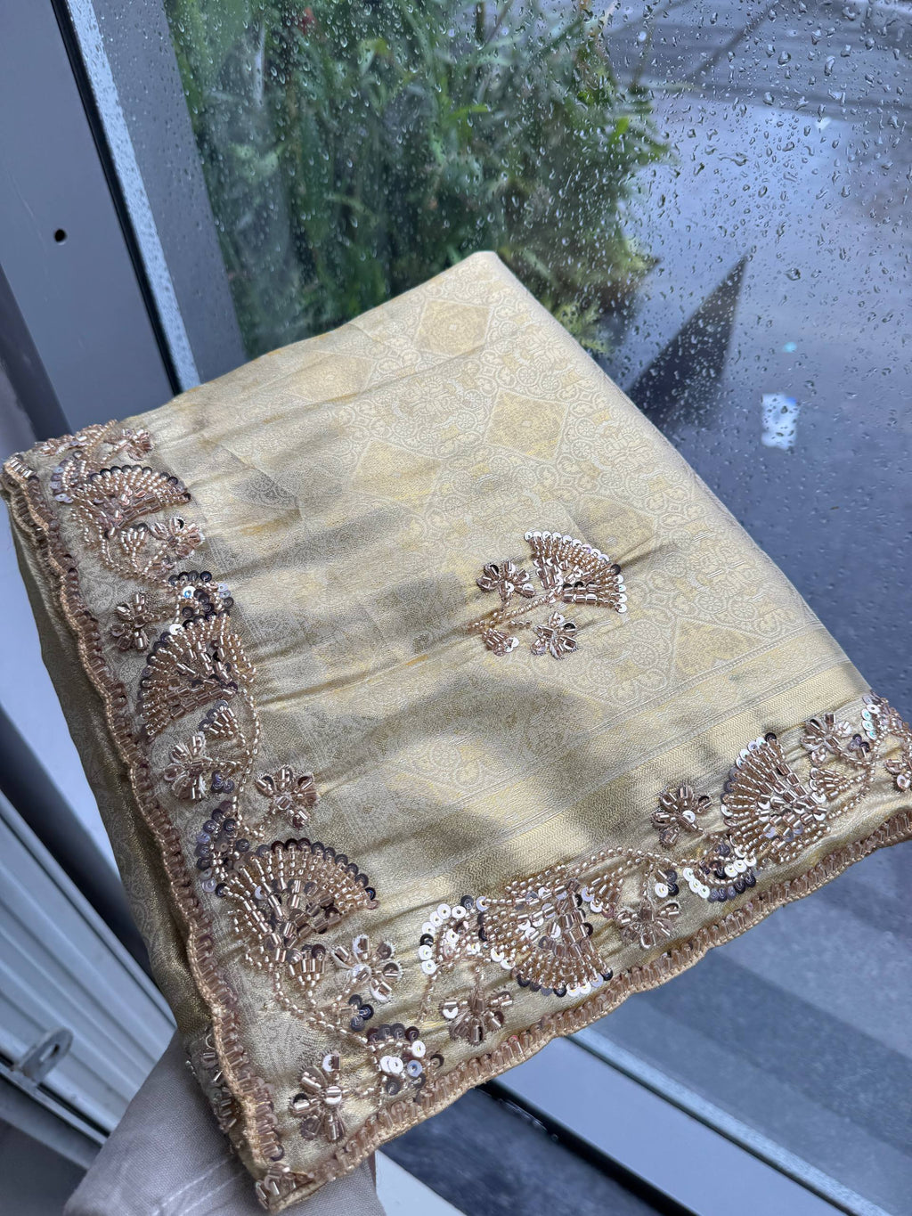 Light Gold Pure Kanjivaram Silk Saree with Blouse