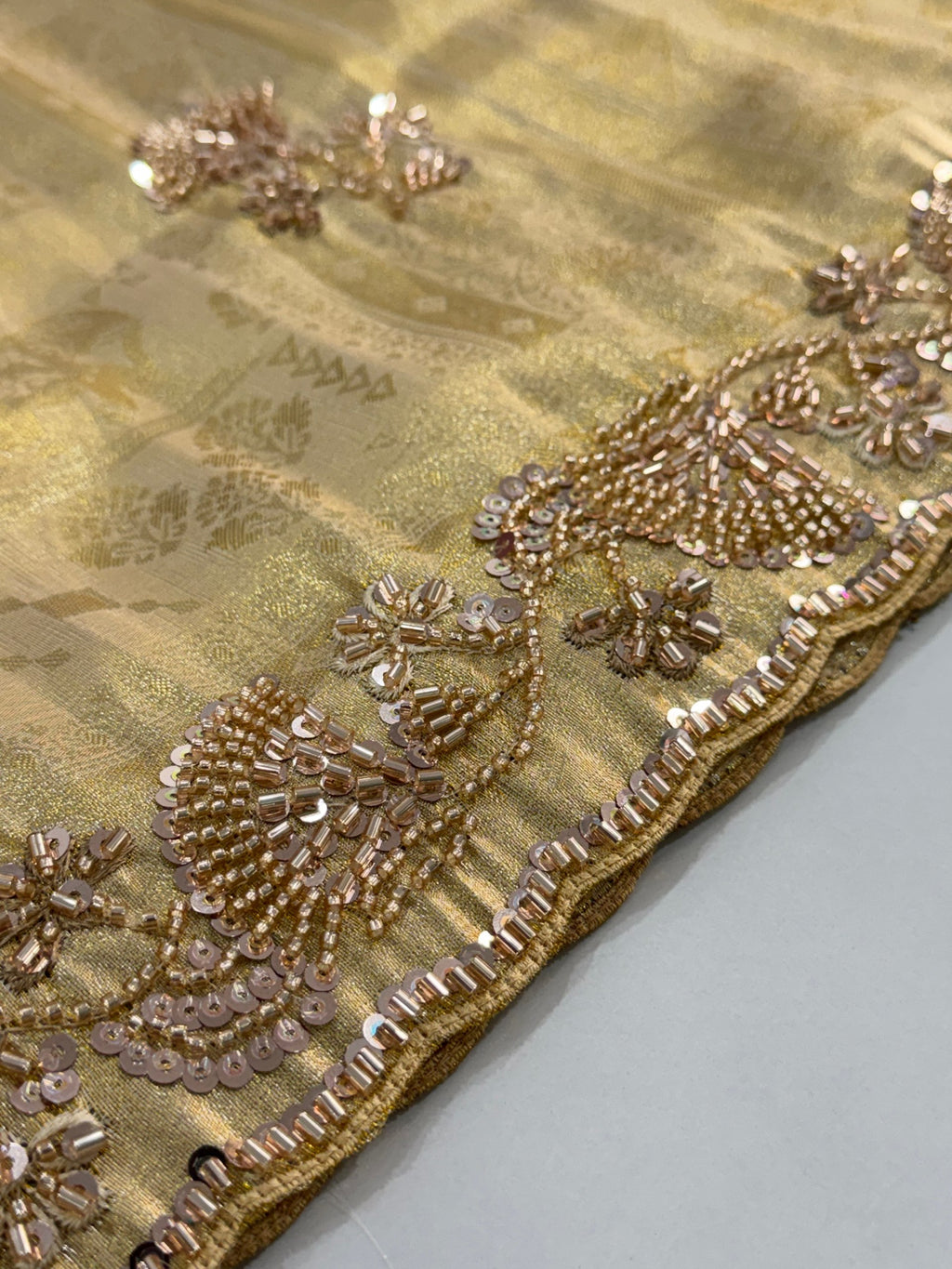 Light Gold Pure Kanjivaram Silk Saree with Blouse