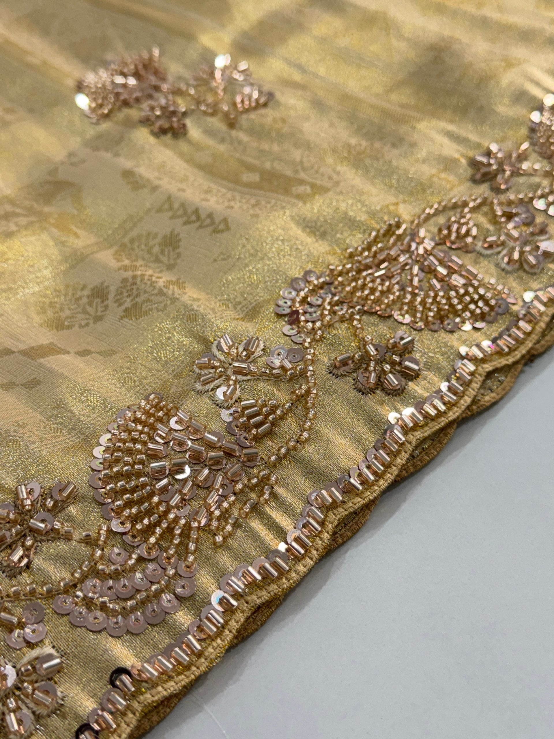 Light Gold Pure Kanjivaram Silk Saree with Blouse