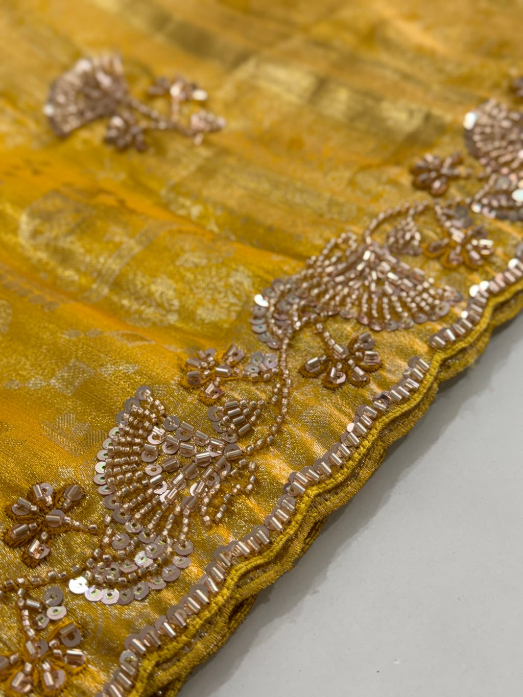Golden Pure Kanjivaram Silk Saree with Blouse
