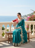 Blue Fendy Chiffon Silk Designer Saree with Blouse
