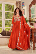 Vichitra Sequins Embroidered Festival Gown Set with Dupatta [2 PCS]