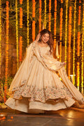 Off White Silk Sequins Embroidered Anarkali Suit Set [3 PCS]