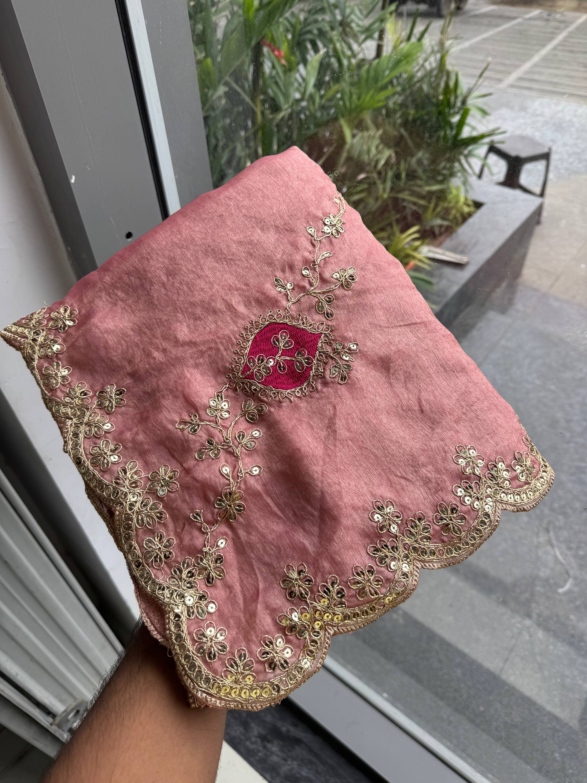 Pink Fendy Satin Silk Designer Saree with Blouse