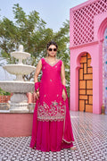 Rani Pink Designer Kurti Plazzo Set with Dupatta [3 PCS]