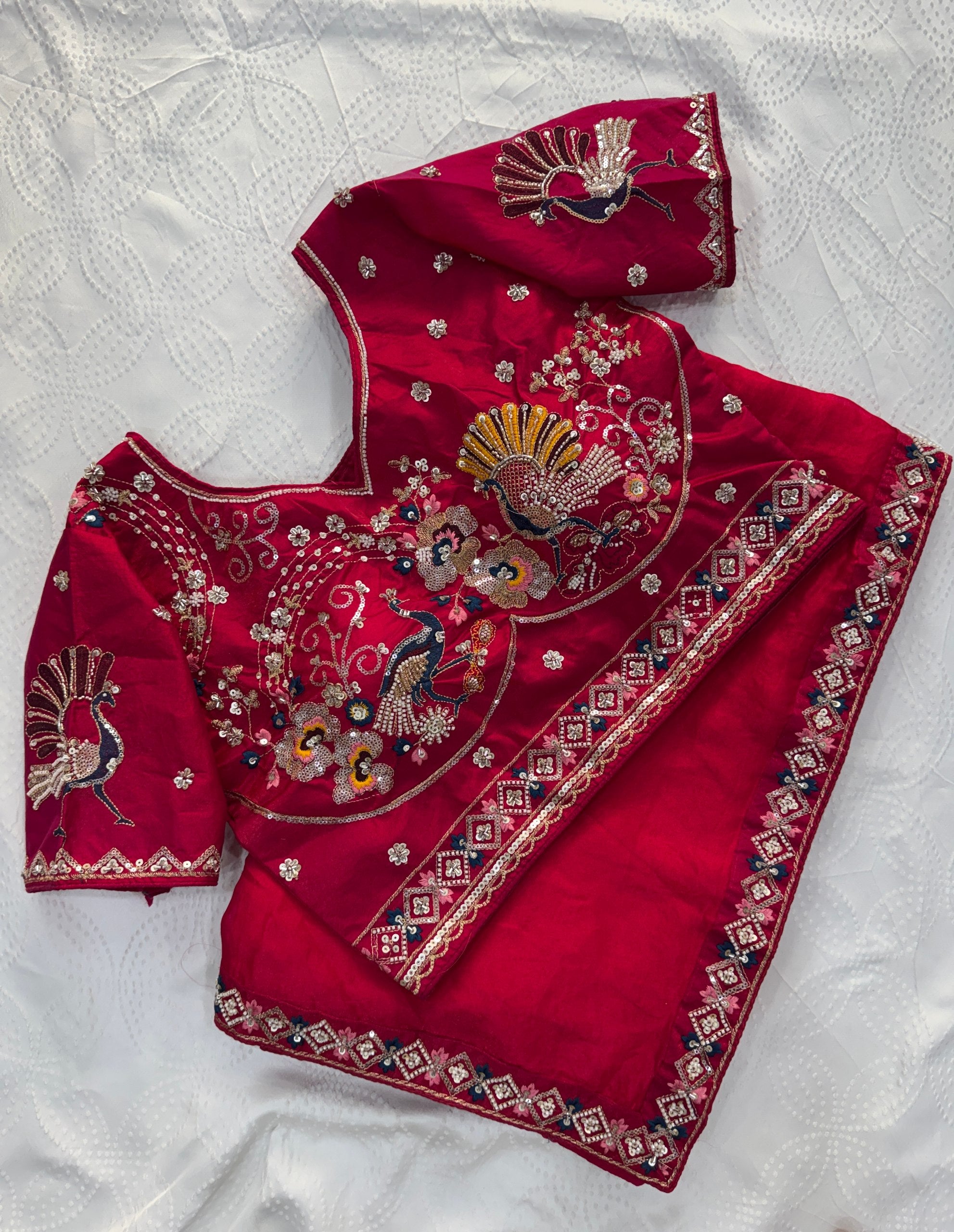 Pink Beads Work Fendy Silk Saree with Blouse