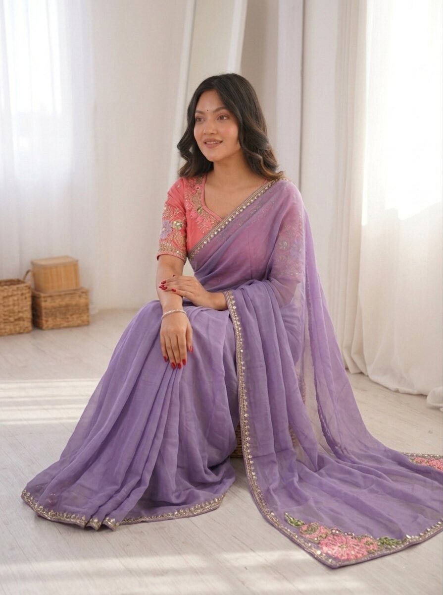 Designer Rangoli Silk Saree with Blouse