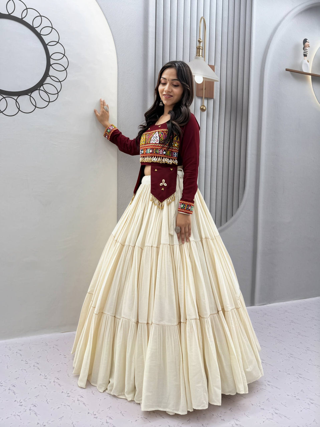 Maroon Hand Work Navratri Lehenga Choli