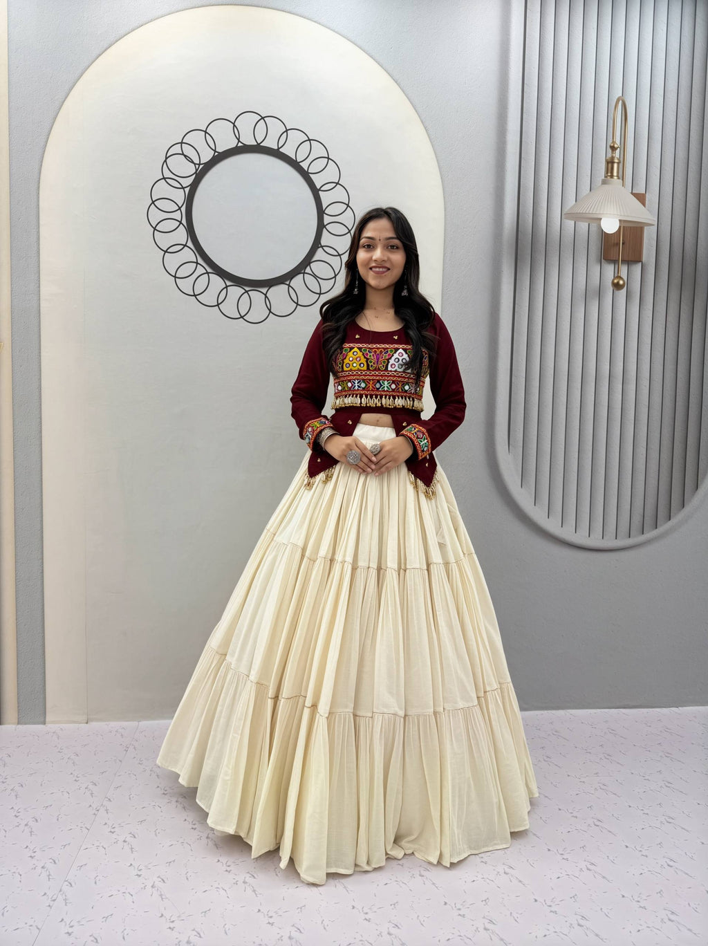 Maroon Hand Work Navratri Lehenga Choli