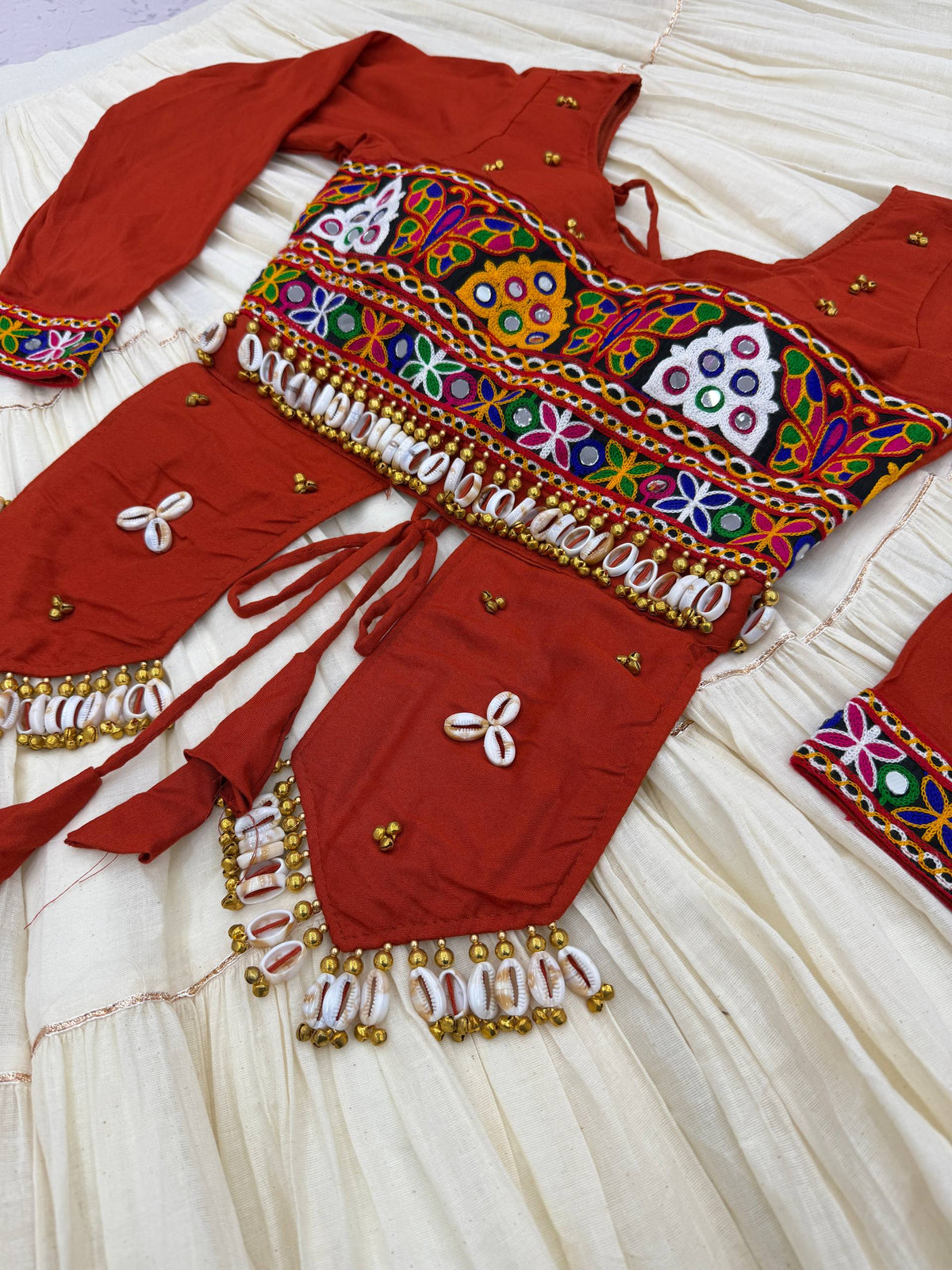 Rust Hand Work Navratri Lehenga Choli
