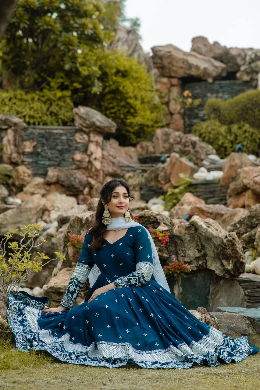 Avira Navy Blue Luxury Anarkali Set
