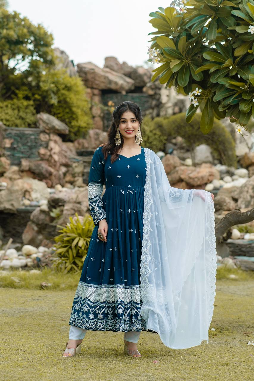 Avira Navy Blue Luxury Anarkali Set