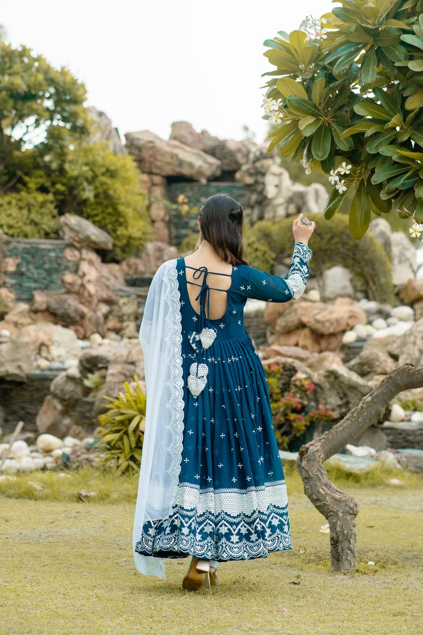 Avira Navy Blue Luxury Anarkali Set