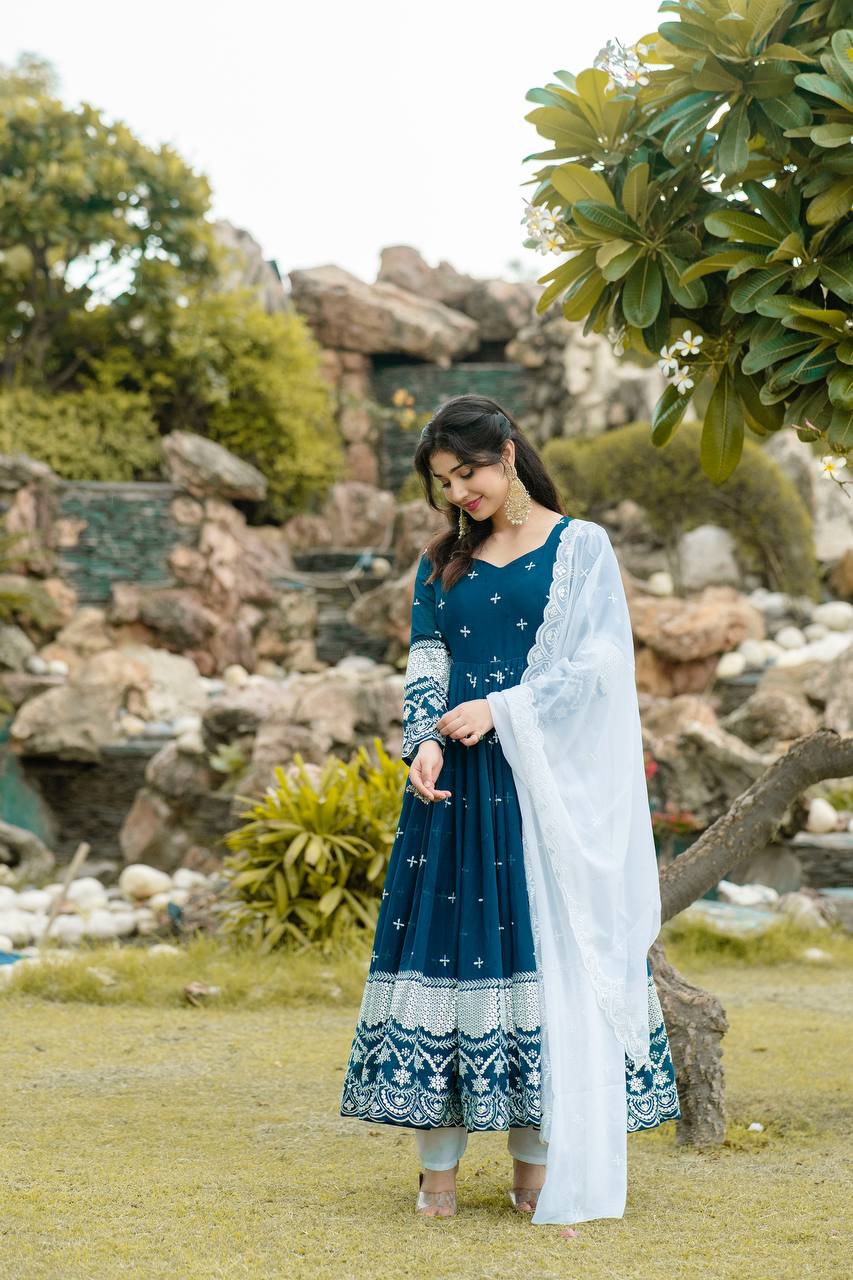 Avira Navy Blue Luxury Anarkali Set