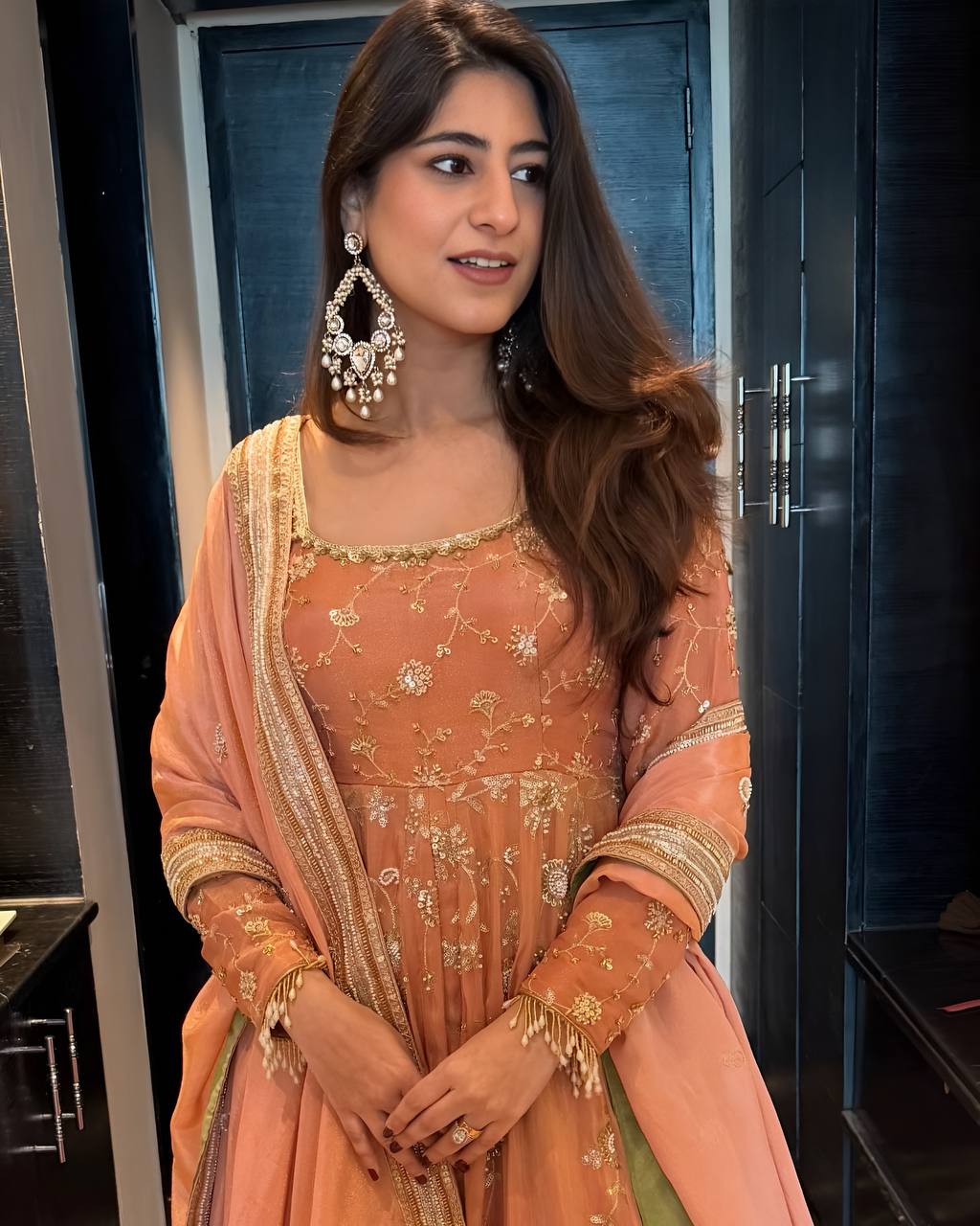 Pink Sequins Zari Embroidered Anarkali Lehenga Set [3 PCS]