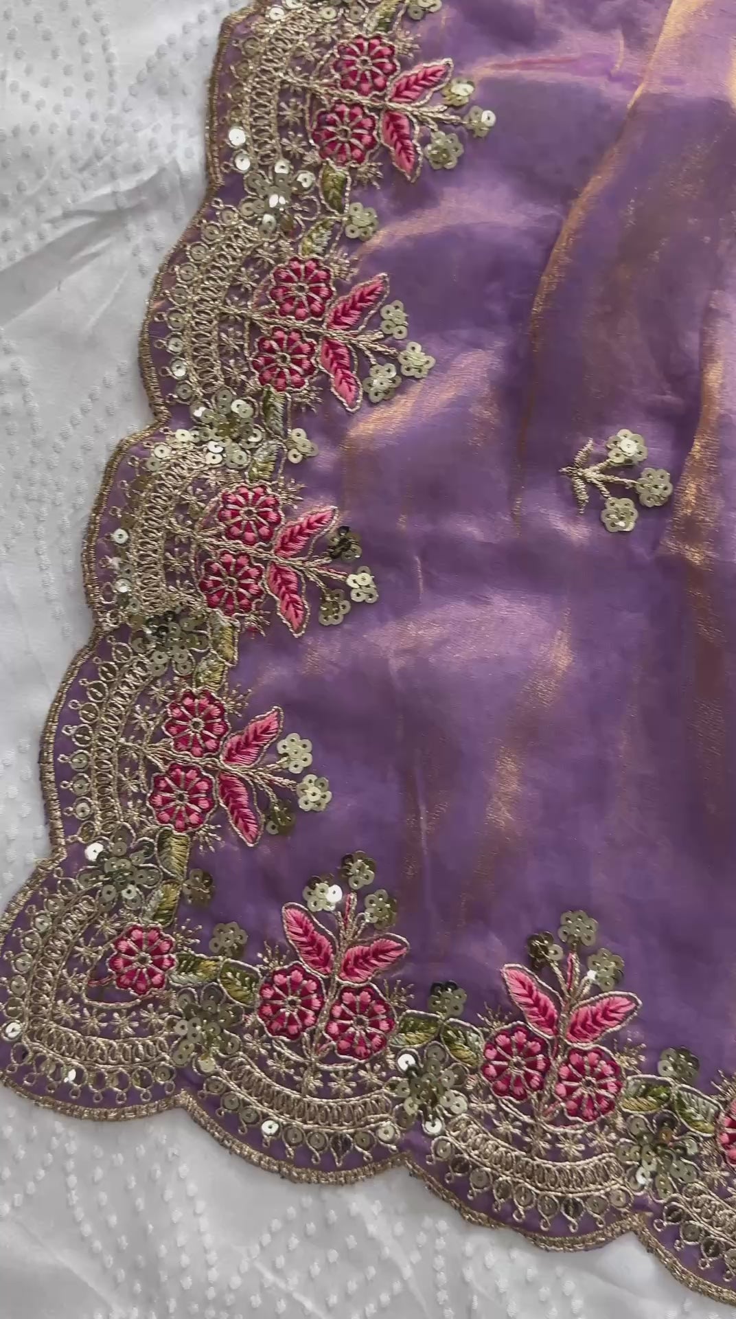 Lavender Fendy Satin Silk Saree with Blouse